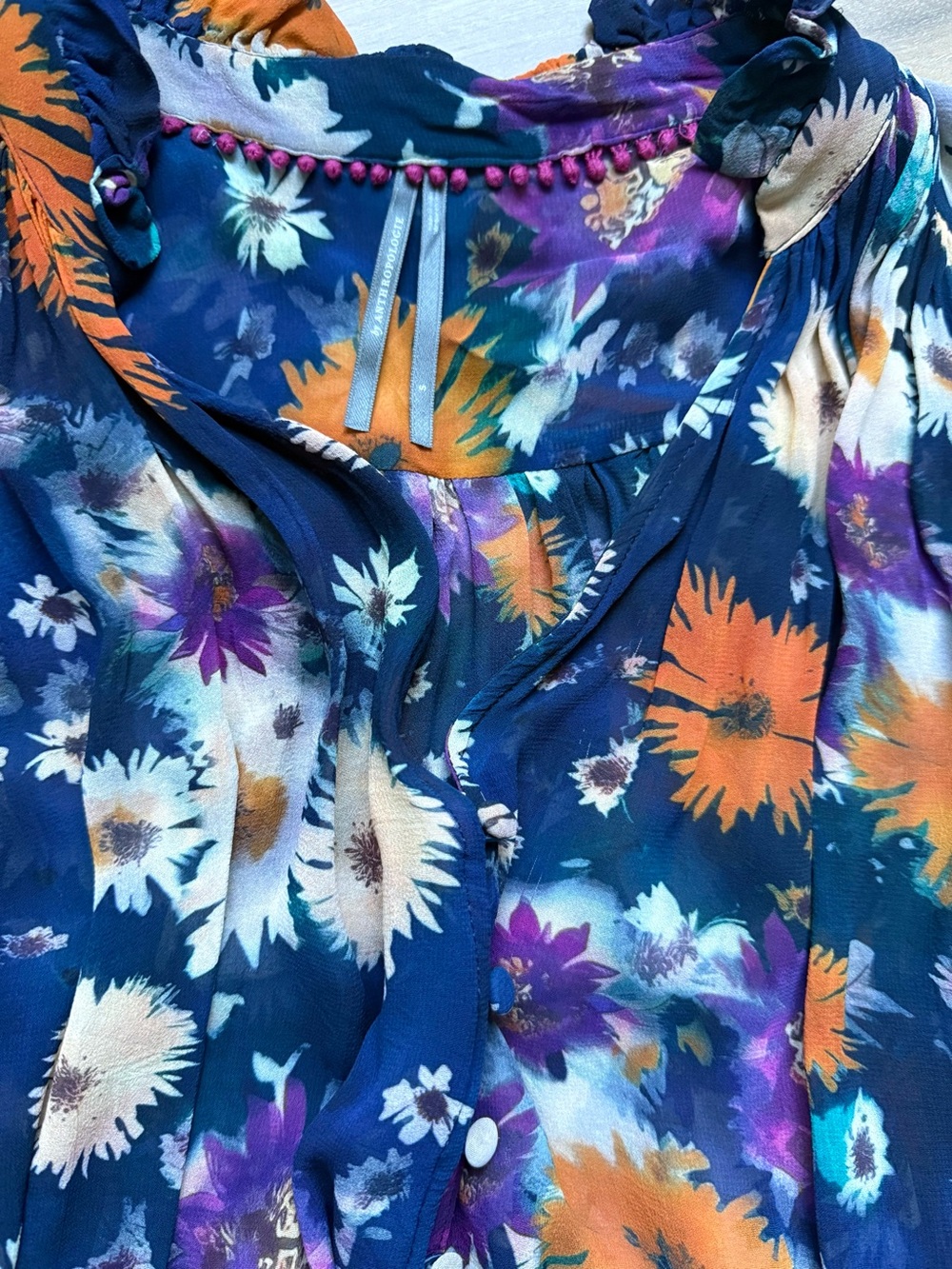 Anthropologie Navy Floral Button-Front Blouse
NWOT - Picture 6 of 6